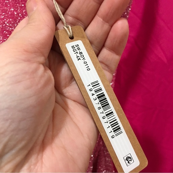 SKIMS Glitter Swim One Piece Swimwear Pink Women's Plus 4X Jasper Cutout Stretch - Picture 6 of 8